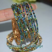 10 Peças Conjunto de Pulseiras de Cristal para Mulheres