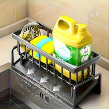 RAINWHISPER 1PC Kitchen Sink Sponge Drain Rack – Self-Draining Organizer For Dish Brushes, Dishcloths, Soap & Cleaning Supplies,1PC Sponge & Soap Drain Rack – Kitchen Sink Organizer For Dish Brushes, Dishcloths & Cleaning Supplies,Kitchen Sink Sponge Drain Rack, Self-Draining Sink Organizer, Dish Brush Storage Rack, Dishcloth Holder, Soap Organizer For Kitchen, Kitchen Cleaning Supplies Rack, Sink Sponge Holder, Self-Draining Sponge Rack, Kitchen Sink Storage Rack, Cleaning Tools Organizer, Sink Dish Brush Holder, Sponge Drain Organizer, Kitchen Sink Organizer, Soap Holder For Sink, Dishcloth Storage Rack, Multi-Purpose Sink Rack, Kitchen Cleaning Rack, Sink Sponge Storage, Dish Brush Organizer, Self-Draining Cleaning Rack - 黑色 - 查看 7