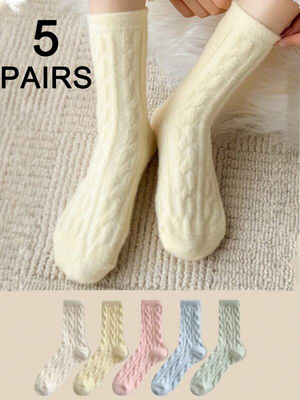 5 pares de calcetines térmicos de media caña gruesos y cálidos para mujer, calcetines térmicos a prueba de frío, ideales para el postparto, ropa de estar por casa, otoño/invierno