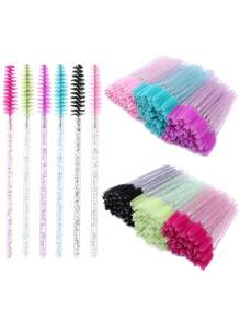 300 piezas 100 piezas 50 piezas Pinceles negros desechables de alta calidad para los ojos - Suaves, delicados, precisos para extensiones de pestañas, cejas y maquillaje, aptos para piel normal - Sin fragancia, varilla de plástico ABS, diseño de pincel de palma, fácil de usar - Set de maquillaje para ojos de mamá
