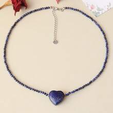 1 Stück Halskette aus Naturstein mit Amethyst-Herzanhänger-Design, perfekt als Geschenk zu Valentinstag, Erntedankfest, Muttertag und Frauentag.