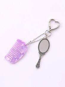1 pièce Porte-clés pendentif miroir mini peigne charmant. Décoration créative de porte-clés. Pendentif de sac. Cadeau pour camarade de classe, ami, famille, anniversaire, Saint-Valentin, fête, Halloween, Thanksgiving, Noël. Accessoire de voiture, charm de sac, sac à dos pour l'école