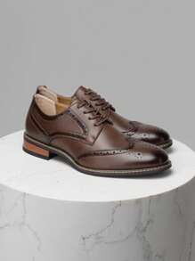 Zapatos de negocios casuales para hombre, zapatos formales de vestir estilo caballero británico, zapatos Derby Brogue de moda para fiestas y bodas