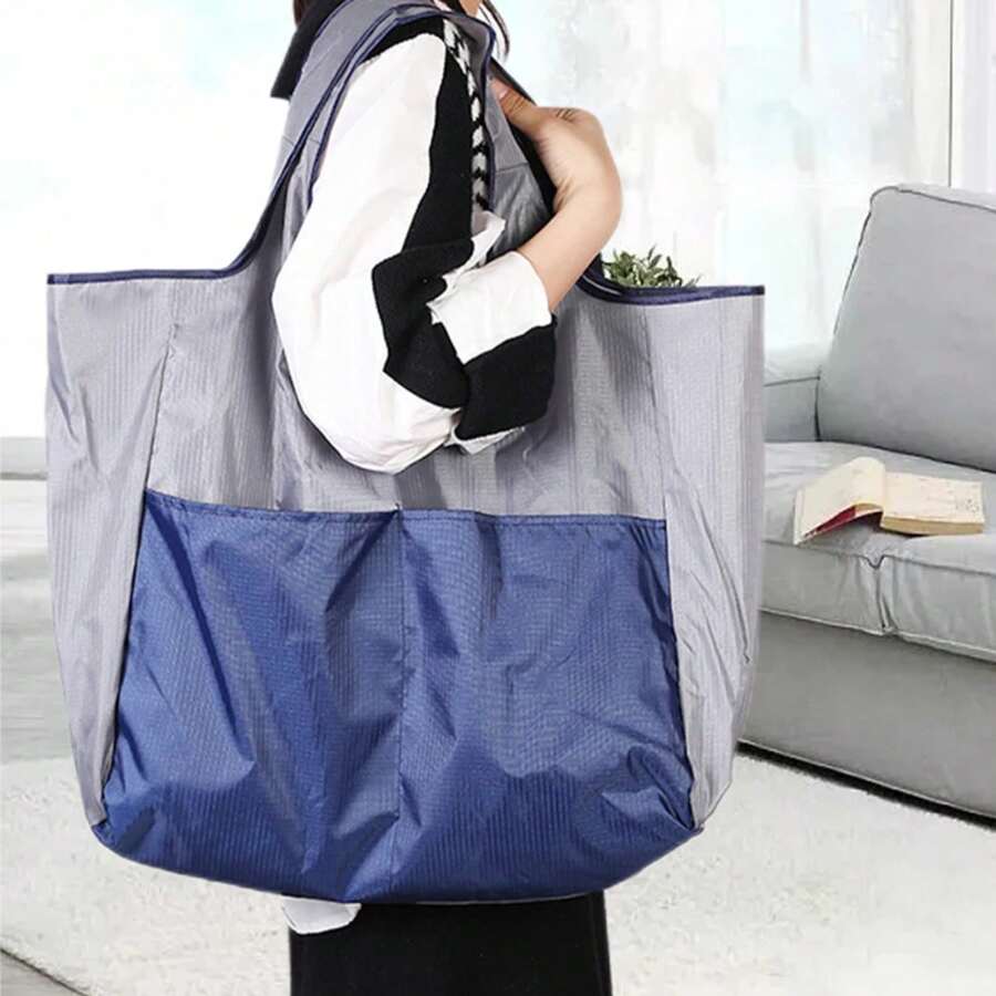 Large-Capacity Foldable Shopping Bag Women'S Stock Bags Reusable Handbags Friendly Bags Grocery Beach Toy Storage Bag