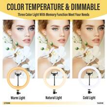 10-Zoll-Ringleuchte mit 145-cm-Stativ - DIY-Blitz und LED-Leuchte für Selfie-Leuchten, es gibt drei Farben mit 10-Grade-Dimming-Modus / USB für Fotografie und Videoaufnahmen, Foto-Selfies, Videoaufnahmen, Zoom-Konferenzen, Selfies und Outdoor-Aktivitäten