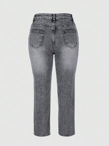 Women Stretchy Straight-Leg Jeans, Casual & Versatile, Suitable For Spring & Summer Wear - Grey - View 8
