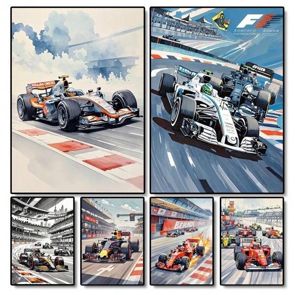 1pc/3PCS Wall Arts Posters Optional Frame Wall Decor, Room Decor F1 Racing Speed And Passion Feast Posters Suitable For Residential And Dormitory Walls, Living Rooms And Bars Decoration, Room Decoration, High-Quality, Indoor/Outdoor Canvas Art