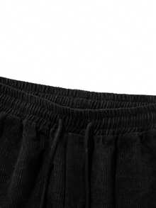 Men's Summer Corduroy Casual Shorts, Retro Street Style Versatile - màu đen - Xem 3