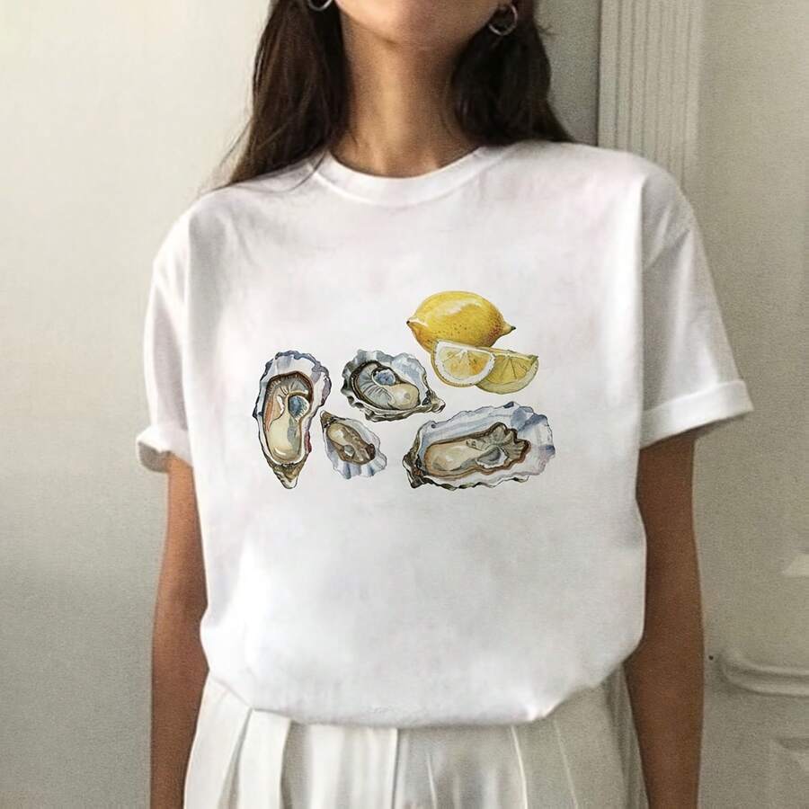 Oyster T-Shirt, Seafood Lover Gift, Seas T-Shirt, Seas Girl Aesthetic, Oceancore Clog Crop Top, Oyster Lover Gift, Gift For Him220G Heavyweight 100% Cotton Unisex T-Shirt.Spring & Summer & Fall Clothes For Women & Men. This Heavy-Duty Shirt Combines Luxury Softness With Solid Structure. The Thick, Breathable Fabric Resists Sinkage And Fading While Providing All-Day Comfort. I For Streetwear,Festival, Workwear, Or Casual Looks, This Is A Must-Have For Anyone Who Loves Durable, Stylish Basics. - 白色10 - 查看 1