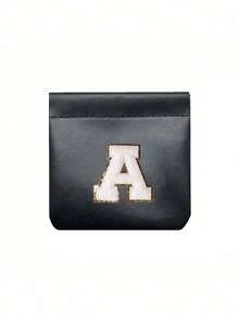 Sac de rangement en PU blanc brodé avec initiales et bande élastique, sac de rangement automatique, sac cosmétique, porte-clés, rangement pour rouge à lèvres, rangement pour câble de données, sac de voyage pour ranger les articles, cadeau pour la famille et les amis, petit sac de rangement, sac cadeau pour réunion annuelle, sacs essentiels de voyage, vacances d'été, rentrée scolaire, sac pour l'école, sac de voyage pour femmes, sac de maquillage de voyage - Noir - Voir 18
