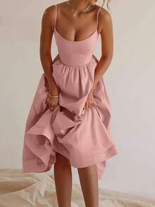 ANCHOSE 女式优雅纯色无袖连衣裙，春夏