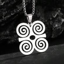 1 pieza Collar con colgante con símbolo africano Adinkra de acero inoxidable - Joyería con diseño de espiral moderno, diseño antióxido para hombres, regalo para uso casual y formal