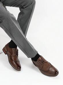Zapatos de negocios casuales para hombre, zapatos formales de vestir estilo caballero británico, zapatos Derby Brogue de moda para fiestas y bodas