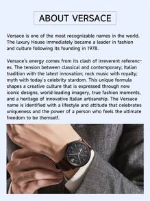 Versace Men's Quartz Watch,Brown Leather Strap Wrist Watch With Gold-Tone Steel Case,Watch Gift For Men,VEPY00220