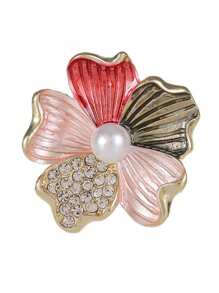 1 pièce Broche fleurie vintage - Décorée avec soin de strass, avec un centre nacré lumineux, un design floral brillant, idéale pour les fêtes, les vacances, les mariages et les occasions spéciales. Sac à dos pour l'école