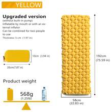 Lightweight 5cm Inflatable Camping Mattress With Pillow | Ultra-Portable & Combinable For Multi-Person | Quick Deflate For Backpacking, Tent Camping & Outdoor Adventures