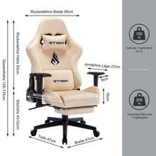 Office Chair, Gaming Chair, Breathable Office Chair Made Of High-Quality Fabric, Soft Fur, Ergonomic Computer Chair, Adjustable And Swivel Office Chair With Footrest - 米色 - 查看 2