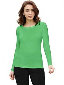 Women's Under Scrub Tee Crew Neck Long Sleeve-Shirt - Light Green - 查看 2