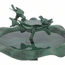 Alpine Corporation Bebedero de Pájaros con Flor de Loto para Exteriores de 33 de Alto, Verde - Estatua de patio para pájaros - Ver 12