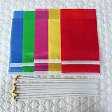 1 pièce Mini fanion carré de couleur unie - couleurs vives, en polyester, idéal pour les défilés, cérémonies, fêtes d'anniversaire, décoration de fête d'intérieur/extérieur sans alimentation électrique, festivals, petit drapeau d'extérieur, conception simple facile à tenir