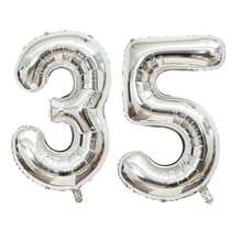 2pcs Large 40inch Silver Digital Aluminum Film Balloons, Big Number 0-9 Balloon, Birthday Party Anniversary Wedding Decorations - Silver - View 31