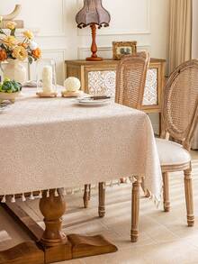 MineLain 1 buah Taplak Meja Persegi Panjang Mewah Eropa Warna Beige Kopi, Taplak Meja Makan, Pola Bunga 3D, Kerajinan Timbul Jacquard, Dekorasi Taplak Meja, Meja Kopi, Taplak Meja Teras Luar Ruangan, Cocok Untuk Ruang Makan Dapur Rumah, Acara Makan Bersama, Liburan, Pesta, Pernikahan, Dekorasi Ulang Tahun, Dekorasi Rumah Sehari-hari, Semua Musim - Cokelat - View 4
