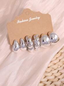 6 PIÈCES/18 PIÈCES Boucles d'oreilles en forme de goutte d'eau en perle blanche, or et argent