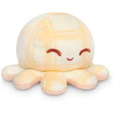 TeeTurtle - The Original Reversible Octopus Plushie - Trees + Ornaments - Cute Sensory Fidget Stuffed Animals That Show Your Mood - 棕褐色格子 + 蜜桃色 - 查看 1