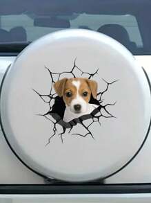 2 pièces Autocollants de voiture personnalisés thème animal, décalcomanies de portrait de chien et chat personnalisées pour lunette arrière, phare, porte de voiture, autocollants mignons de chiots 3D fissurés, surface adhésive mate, utilisation unique, accessoires automobiles thème animal, convient pour la fête et la décoration de la maison