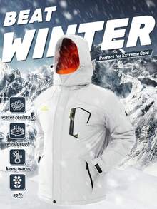 KEFITEVD Men's Winter Skiing Jackets Water Resistant Fleece Coats Insulated Thermal Snowboard Jacket Parka Raincoat With Hood - White - View 7