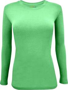 Women's Under Scrub Tee Crew Neck Long Sleeve-Shirt - Light Green - 查看 1