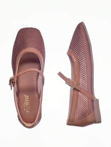 Women's Canvas Ballerina Doll Shoe Lightness Comfort - Camel - View 4