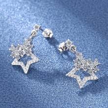 Orecchini in argento sterling 925, orecchini a perno con stella in zirconia cubica alla moda, delicati per uso quotidiano, regalo di compleanno
