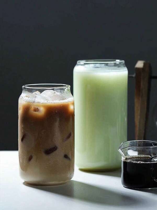 1pc Creative Popular Transparent Glass Soda Can Shaped Water Cup, Ideal For Milk Tea Shop, Cocktails, Coffee