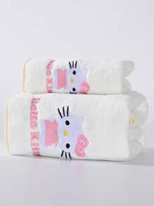 Sanrio 1 Stück Sanrio süße Cartoon Figur Hello Kitty Korallen Fleece, weiches, saugfähiges, schnell trocknendes, nicht abblätterndes Hand-/Handtuch, Badezimmer Accessoires, Handtuchgröße 34*75cm, Badetuchgröße 70*140cm, Schulstart