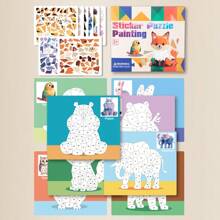 Libro de Pegatinas Puzzle 3D para Niños, Juguete Creativo de Manualidades con Pegatinas, Patrón de Animales/Tráfico, Entrenamiento de Pensamiento Lógico, Juego Interactivo Padres-Hijos, Apto para Niños y Niñas de 3-5 Años