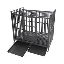 Heavy Duty Dog Crate, Free Standing Large Dog Cage, Dog Cage With Wheels, For Homes, Apartments,Pet Hospitals, Pet Stores - 黑色 - 查看 4