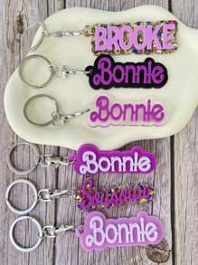 [Customized] 1 Piece Custom Name Tag Acrylic Letter Key Chain, Stylish Two-Color Name Key Chain, Unisex Graduation Gift (6 Styles), Durable, Engraved, Stainless Steel, Colorful, Cute, Funny, Y2K, Fashionable, Unisex, Casual, Customized, Personalized, Unique, His Ideal Gift, She, Boyfriend, Girlfriend, Family, Friends, Ideal Gift For Travel Accessories.