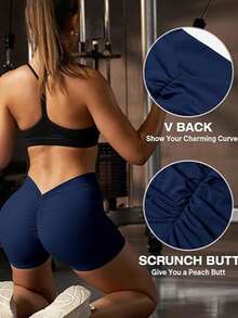 Women's High Waist Sexy V Back Yoga Shorts For Tummy Control Fitness Athletic Workout Running Shorts Sport Butt Scrunch Booty Yoga Shorts Buttery Soft Tummy Control Gym Shorts For Workout Sport Running Biking - 深藍色 - 查看 3