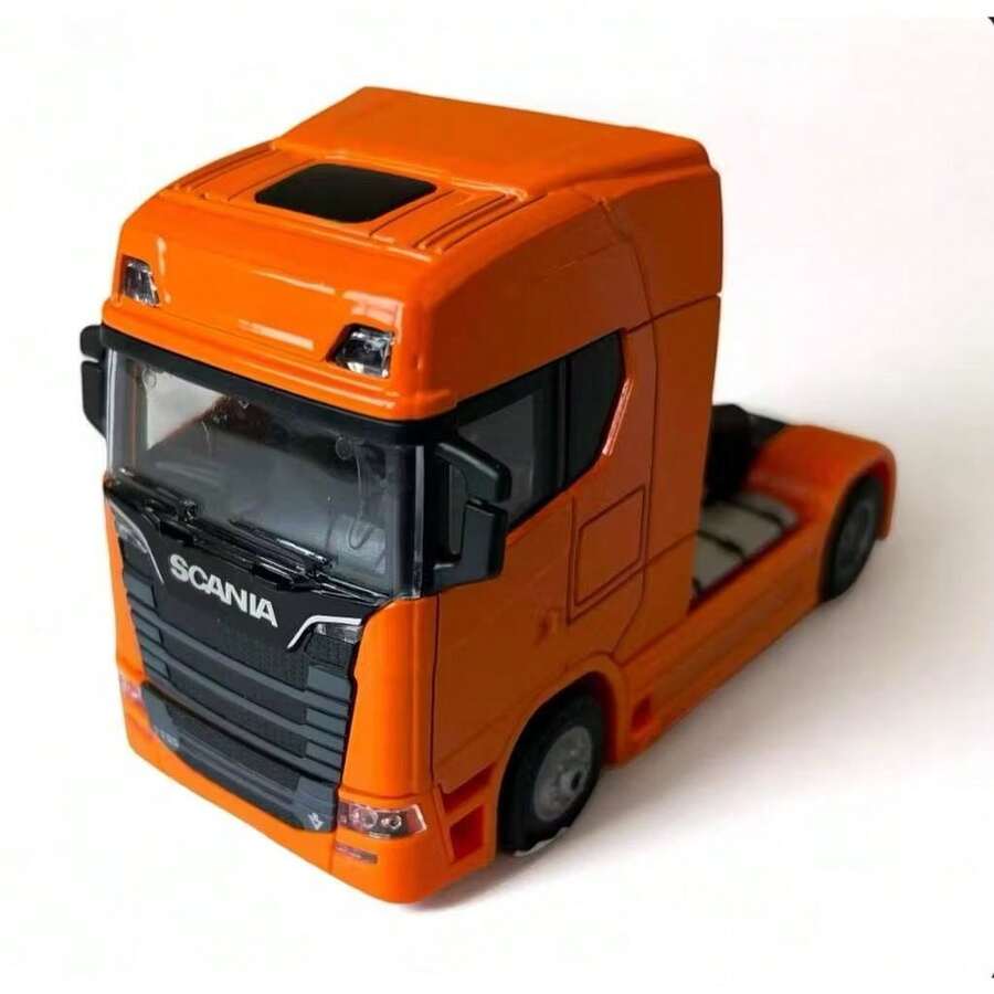 Miniatura Scania Caminhão de Ferro Miniatura Cabine Miniatura Metal Colecionável - Laranja - Visão 1
