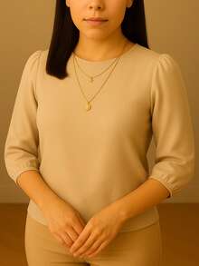 WOMEN'S 3/4 SLEEVE FORMAL BLOUSE S TO GG - Màu be - Xem 1