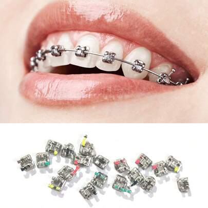 Set de 20 piezas de decoraciones de dientes de acero inoxidable de colores y estilos aleatorios, adecuado para hombres y mujeres, regalo de uso diario elegante