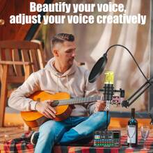 Live Sound Card And Audio Interface With DJ Mixer Effect And Speech Converter, Stereo Mixer, Suitable For Live Streaming, Recording Studio, And Gaming