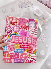 A Beautiful Pink Cute Letter Puzzle Double-Sided Painted Acrylic Transparent Crystal Back Cover, Shockproof, Suitable For IPad 7th Generation, 8th Generation (10.2 Inches) And 10th Generation Protective Cases, With Built-In Pen Slot, Supports Sleep And Wake Functions, Holiday Gift, New Year Gift.