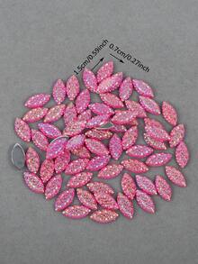 100pcs/Pack, 7*15mm Oval Acrylic Rhinestones, Flat Pineapple Shape AB Color Acrylic Rhinestones, High Quality Multi-Color Acrylic Rhinestones For DIY Clothing Accessories - Multicolor - View 2