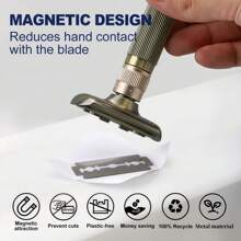Men's Adjustable Safety Razor Kit - With 10pcs Stainless Steel Single-Edge Blades, Shaving Brush & Razor Cleaning Brush, 2pcs Safety Blade Caps & Shaver Holder - Perfect Gift For Father Day & Boyfriend - 7 In 1 Shaving Grooming Set
