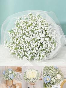 1 件/3 件/5 件白色满天星人造花，假满天星散装花束包括塑料茎，适用于家居装饰、户外装饰、花园装饰、婚礼装饰、桌面装饰、DIY 插花、婚礼和节日派对装饰、房间装饰。