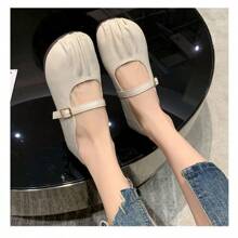 Mocasines con punta cuadrada de boca plana, estilo chino moderno de primavera y verano 2025, zapatos de abuela de talón plano, suela blanda y de uso versátil