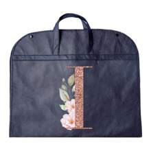 Portable Dustproof Clothing Covers Nonwovens Waterproof Clothes Dust Cover Tote Bags Rose Gold Initials A To Z Letter Pattern Clothes Dust Case Dress Protector Garment Bags Outdoors Close Organizer Dress Cover Suit Coat Storage Bag Garment Bags Wardrobe Hanging Garment Protector Cover Bag