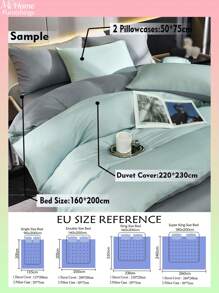 3pcs Light Blue & Light Grey Bedding Set For Student Dormitory, Soft Blend Duvet Cover & 2 Pillow Cases, Machine Washable (No Filler)